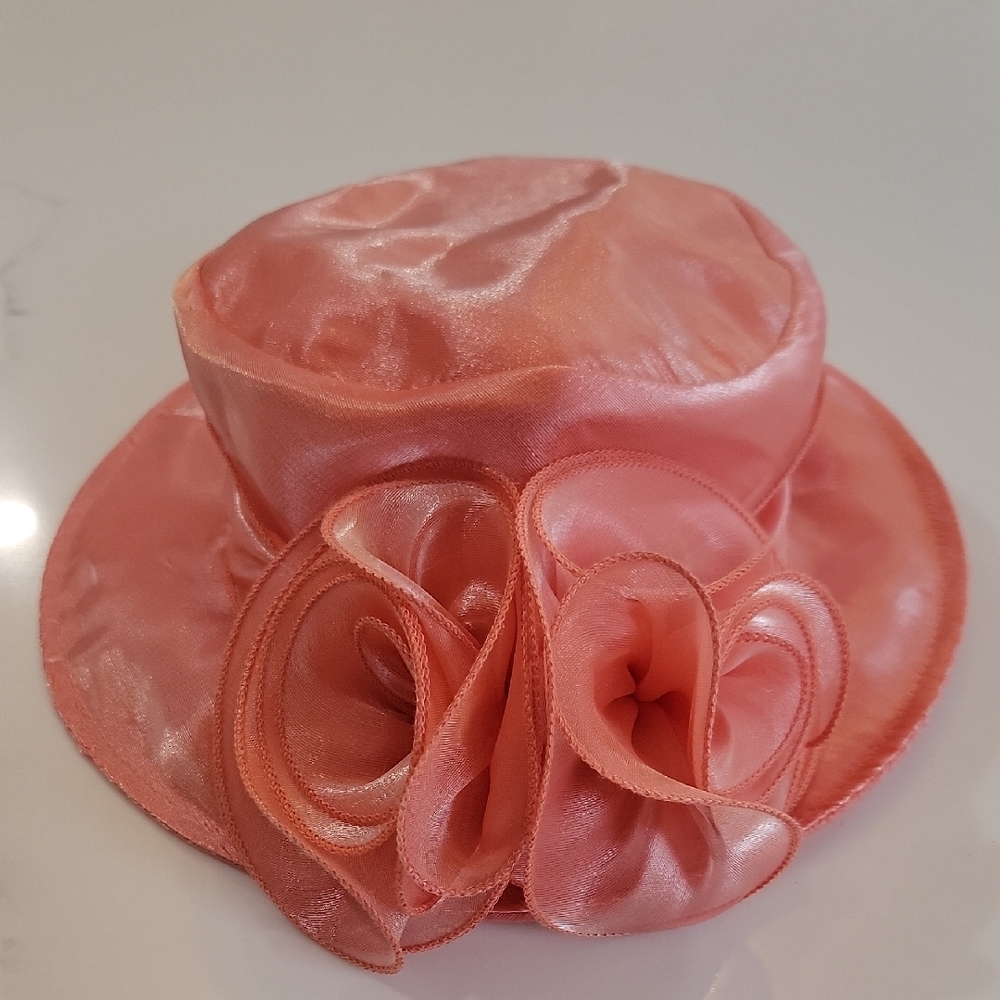 Elegant Satin Hat with Floral Accent